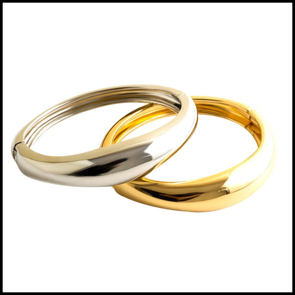 Chunky Hinged Cuff Bangle Bracelets Minimalist St… - image 1